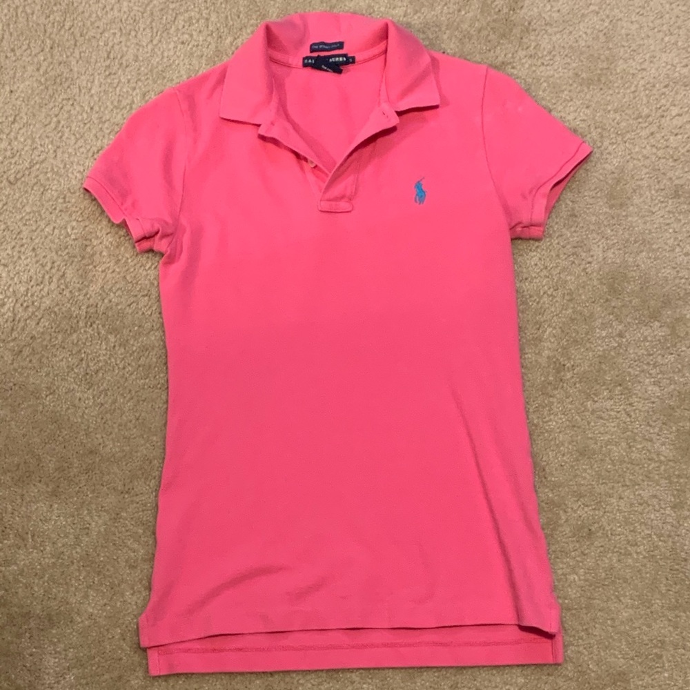 Ralph Lauren Skinny Fit hot pink polo - XS